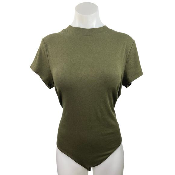 A New Day Women's Green Crew Neck Short Sleeve One Piece Bodysuit Top Size XL - Picture 1 of 4